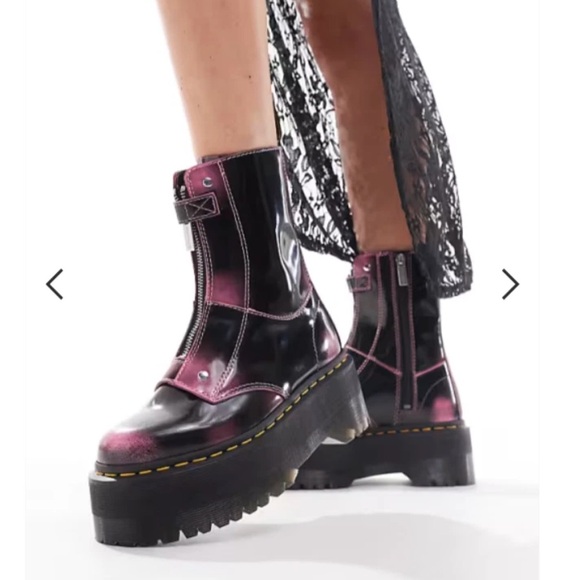Dr. Martens Black and Pink zipper Platform Boots Sz 8 - Picture 4 of 4
